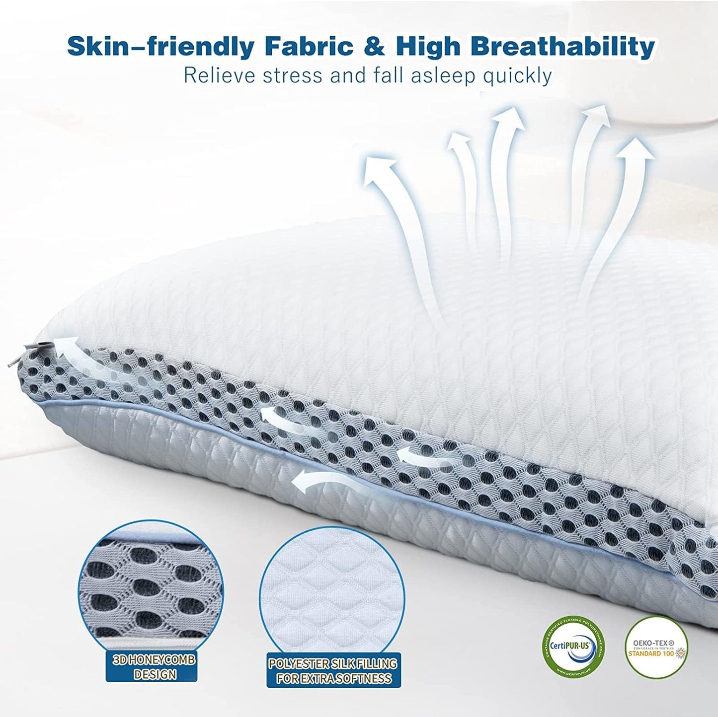 Adjustable Memory Foam Cooling Gel Pillowâ Queen Size (25 x 16)