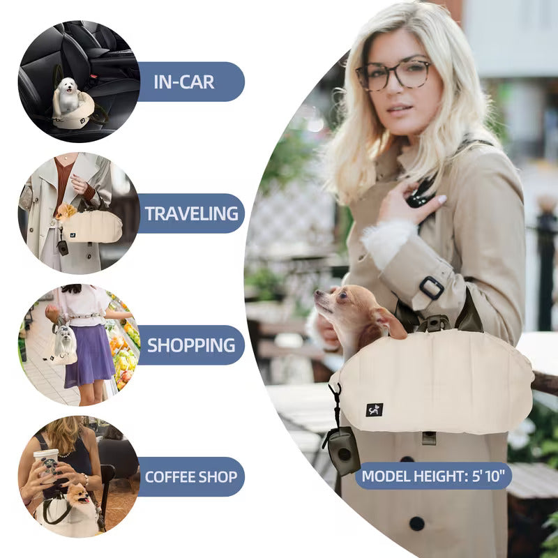 Small Dog Carrier Purse - 14.5x7.5x7.3 inches, Cream Beige