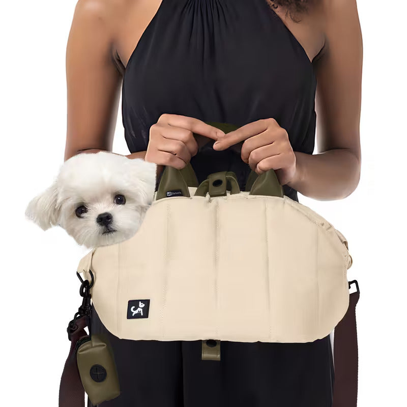 Small Dog Carrier Purse - 14.5x7.5x7.3 inches, Cream Beige