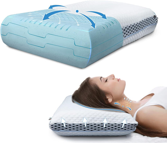 Adjustable Memory Foam Cooling Gel Pillow– Queen Size (25 x 16)