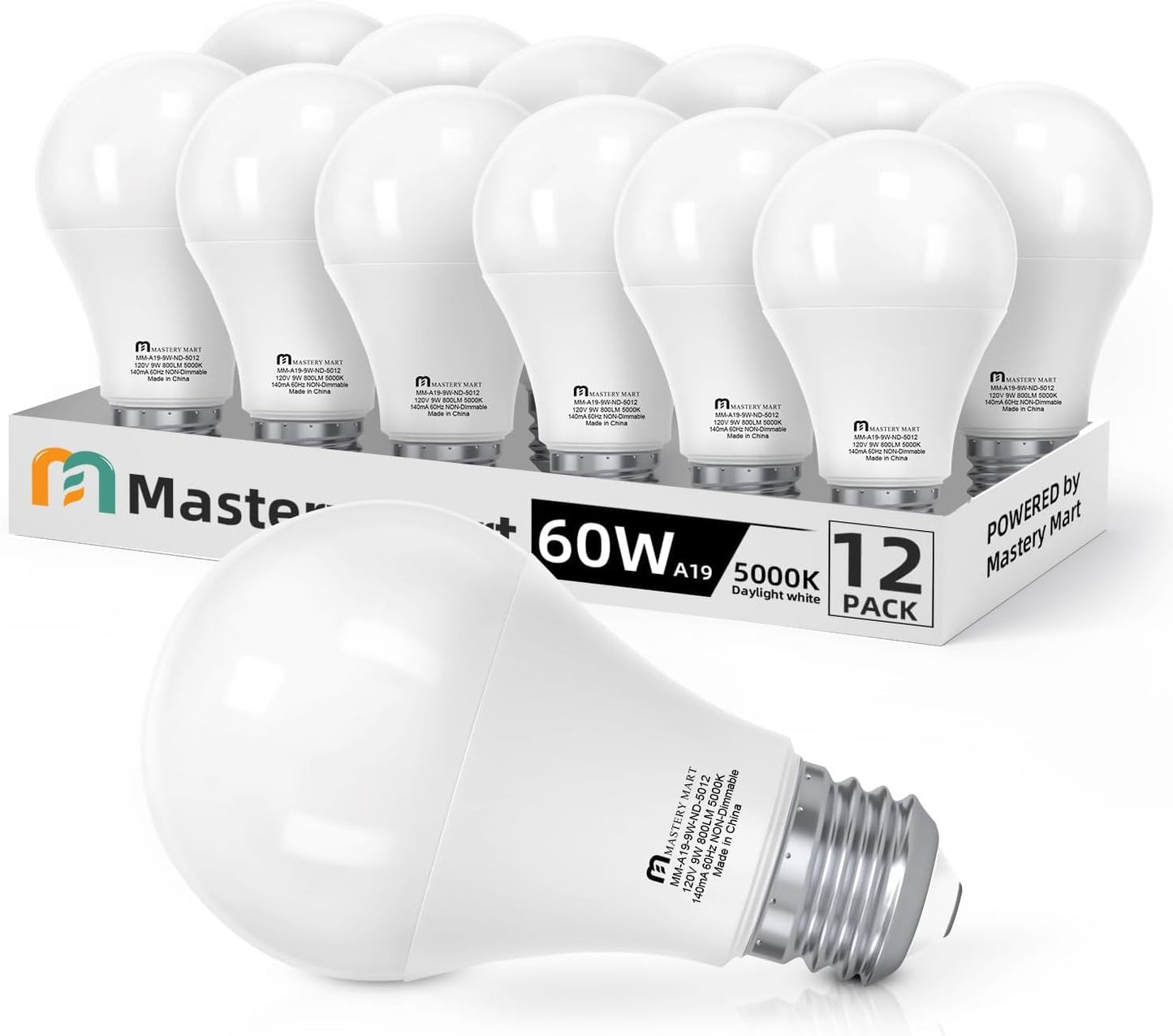 12 Pcs of A19 LED Bulbs - Non-dimmable