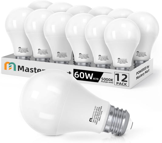 12 Pcs of A19 LED Bulbs - Dimmable, 9.5W