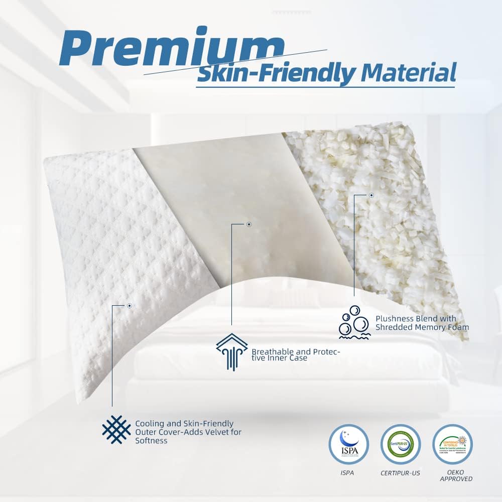 Side Sleeper Pillow - Queen Size 31'' x 20'' (White)