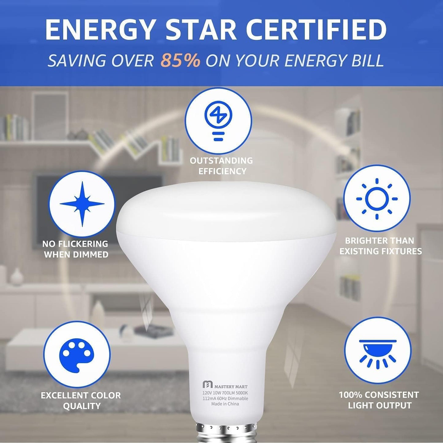10 Pcs of BR30 LED Bulb - Dimmable, 10W