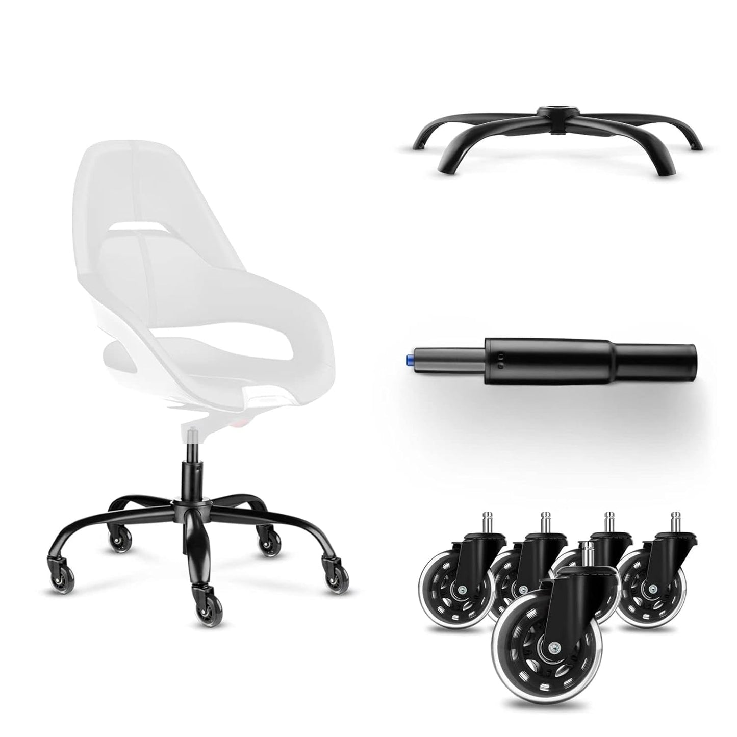 Office Chair Base Replacement 3IN1 Bundles- Matte Black
