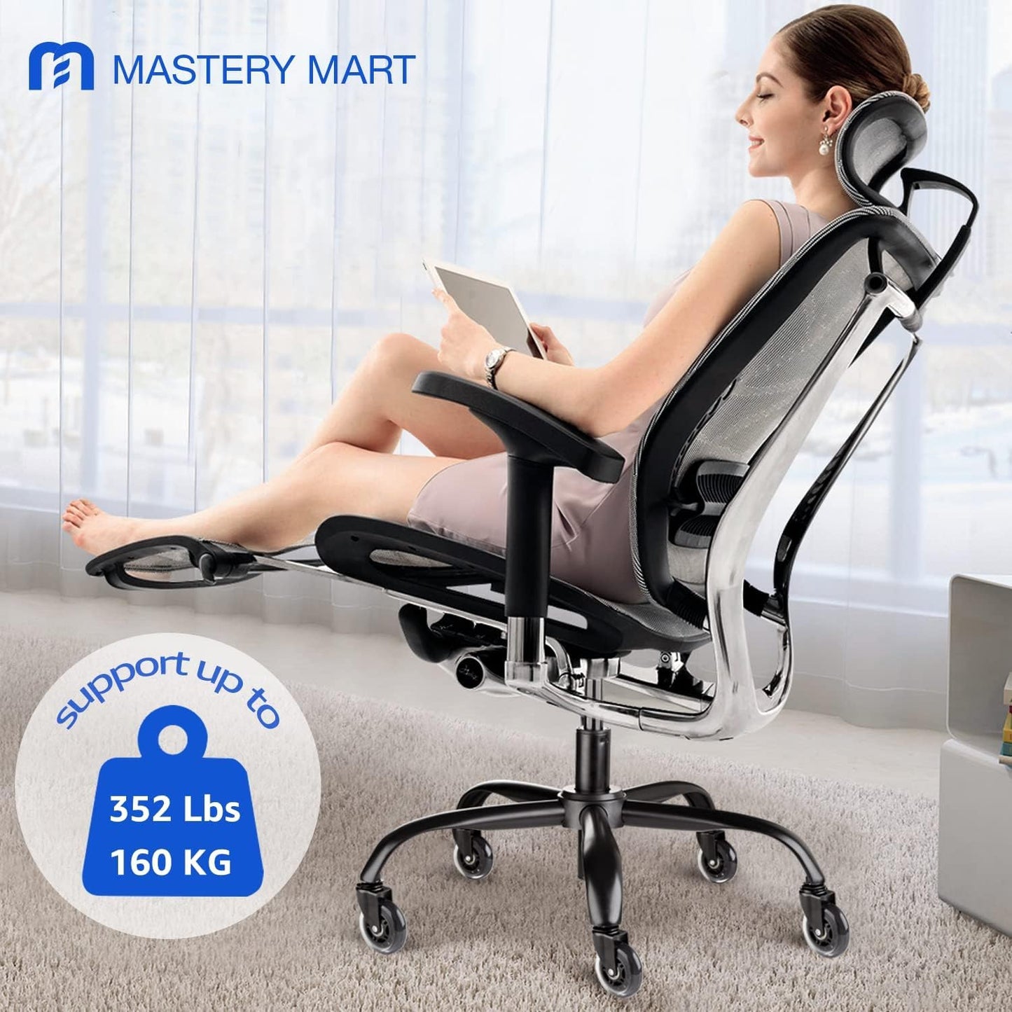 Office Chair Base Replacement 3IN1 Bundles- Matte Black