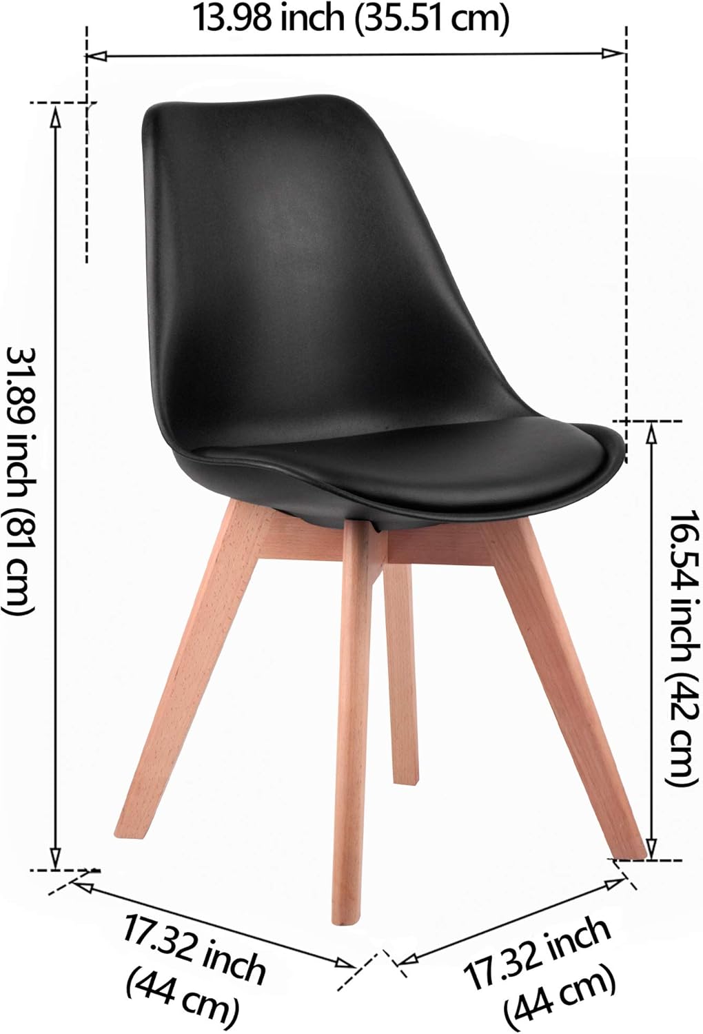 Padded Dining Chair - Set of 4, Black