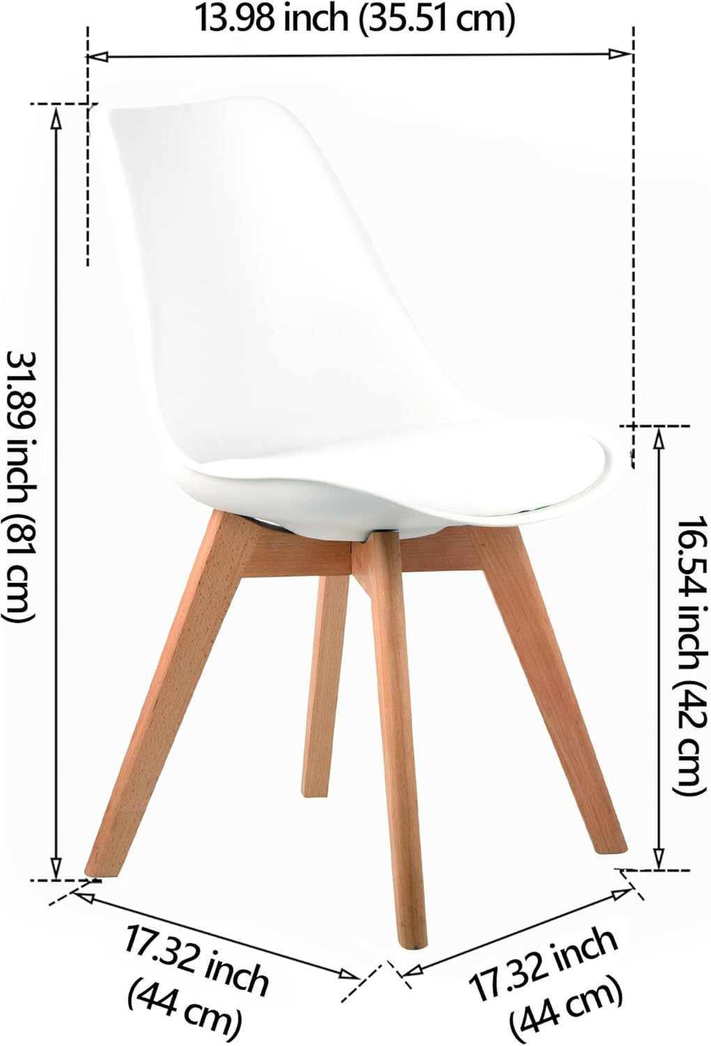 Padded Dining Chair - Set of 4, White