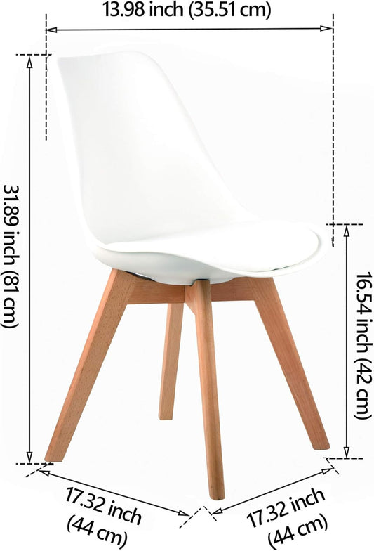Padded Dining Chair - Set of 4, White