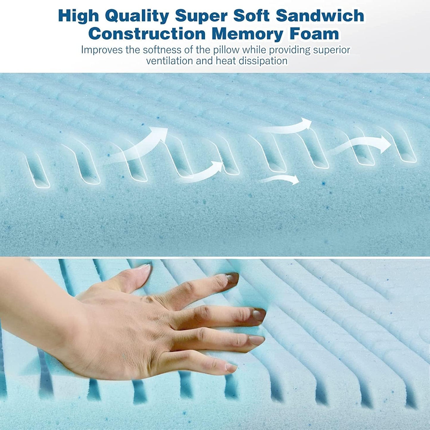 Adjustable Memory Foam Cooling Gel Pillow– Queen Size (25 x 16)