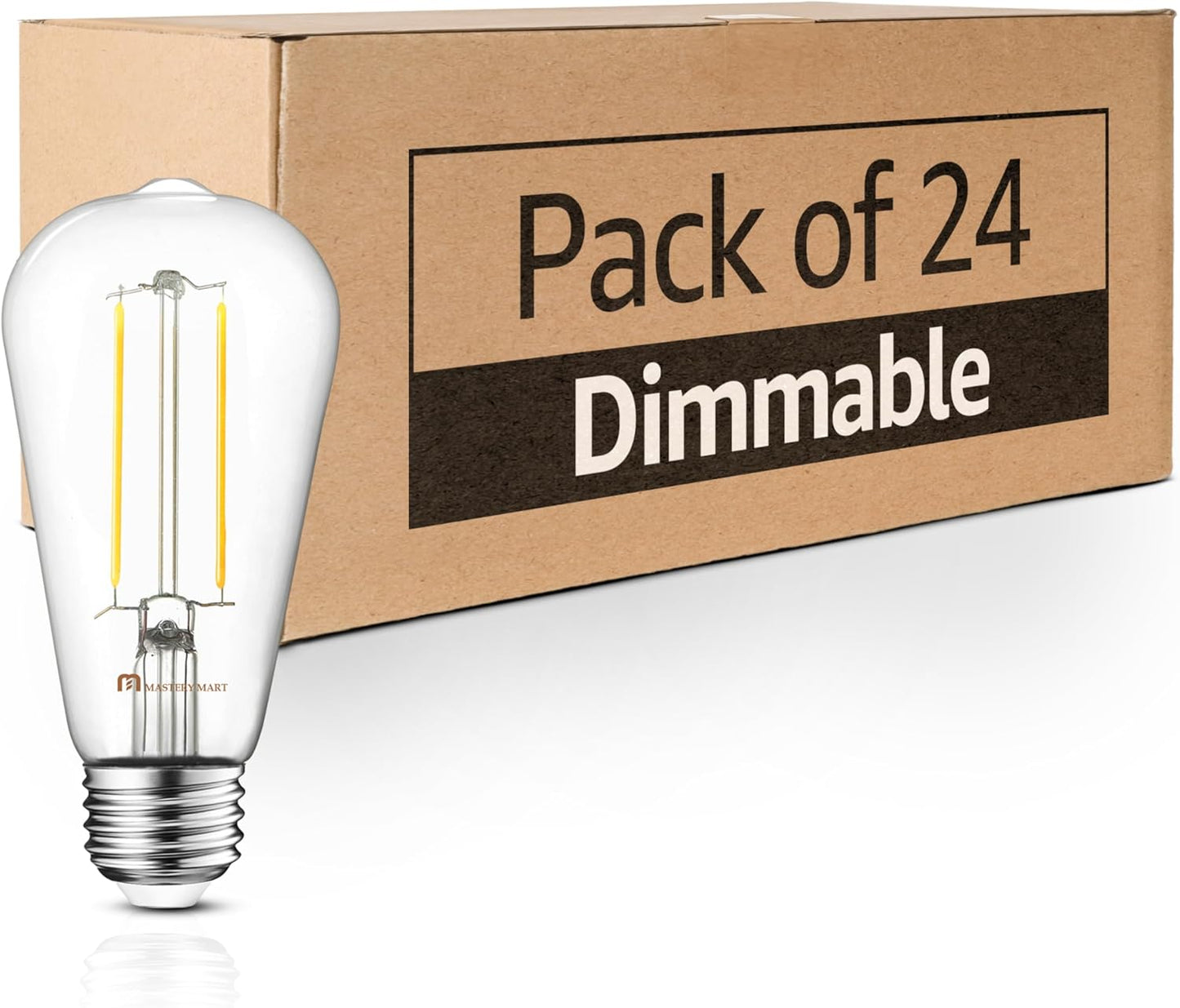 24 Pcs of ST19 LED Glass Bulbs - Dimmable, 5.5W