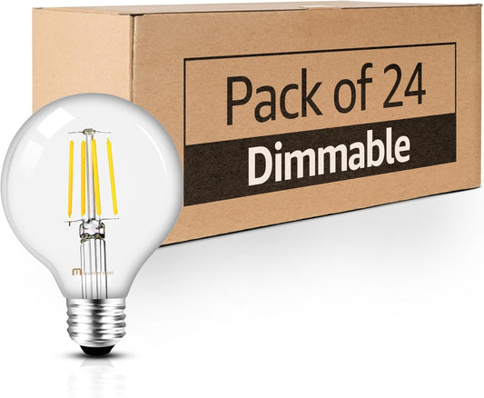24 Pcs of G25 LED Glass Bulb - Dimmable, 5.5W