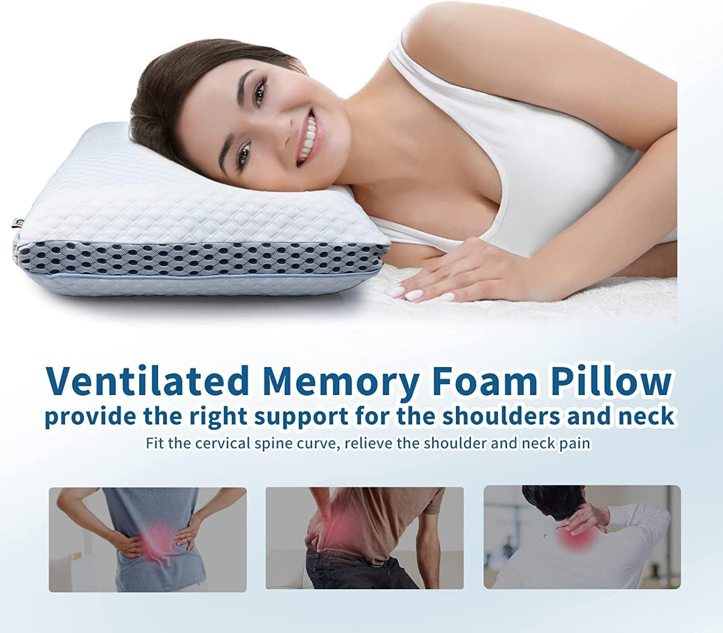 Adjustable Memory Foam Cooling Gel Pillow– Queen Size (25 x 16)
