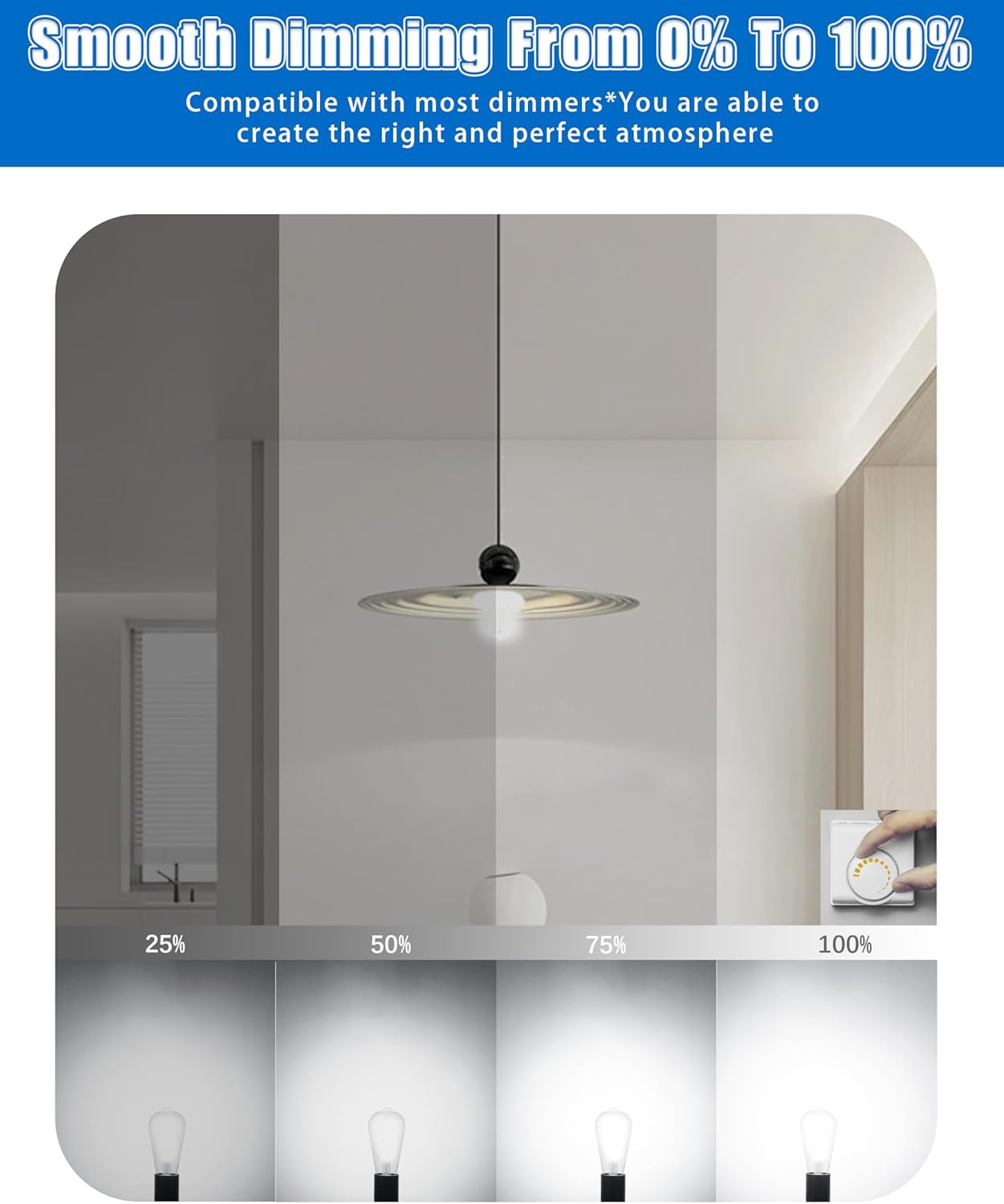 12 Pcs of ST19 LED Glass Bulbs - Dimmable, 5.5W