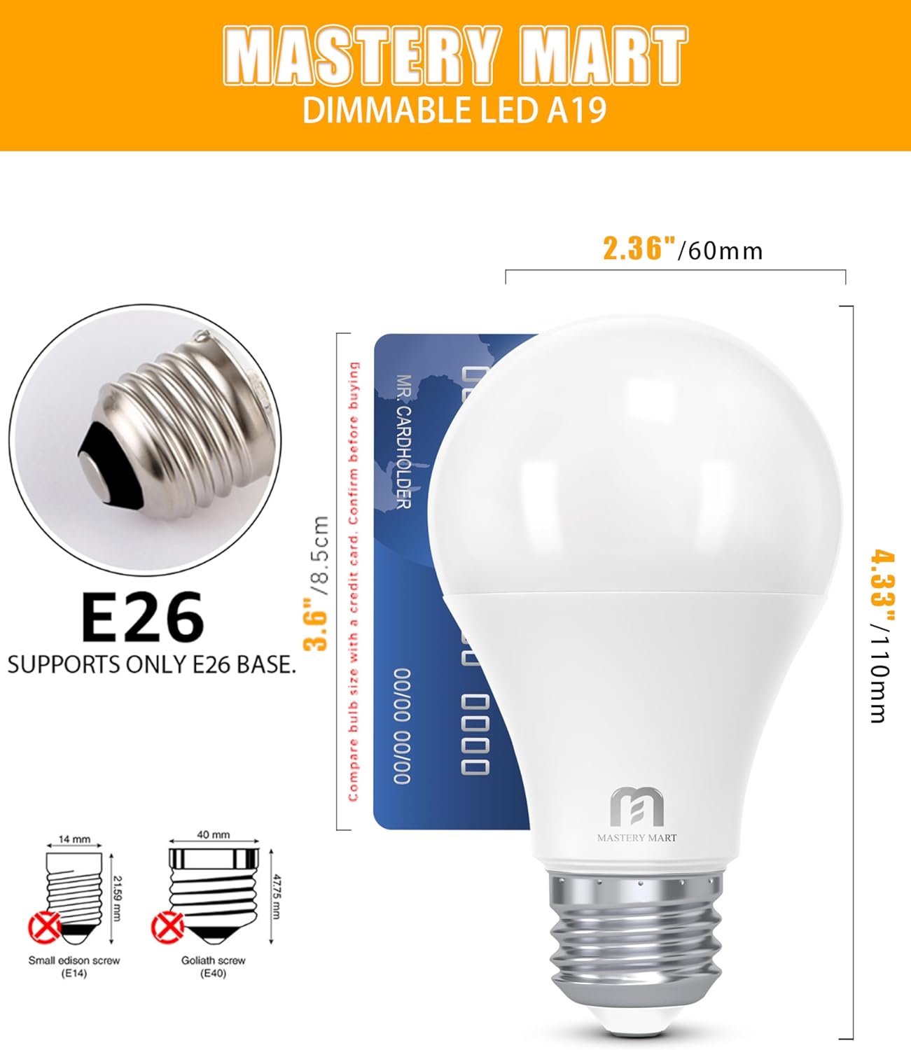 120 Pcs of A19 LED Bulbs - Dimmable