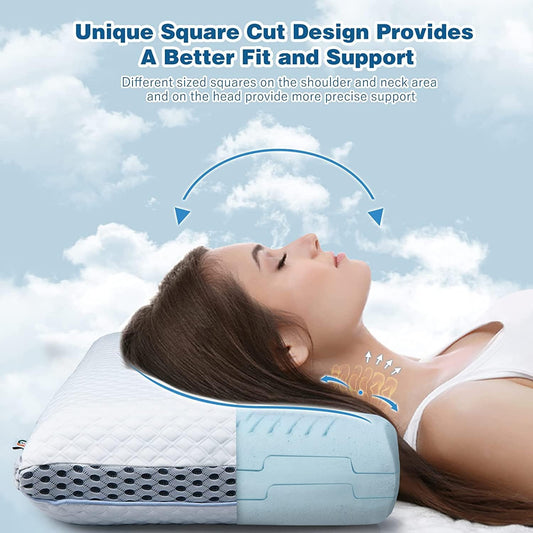 Adjustable Memory Foam Cooling Gel Pillow– Queen Size (25 x 16)