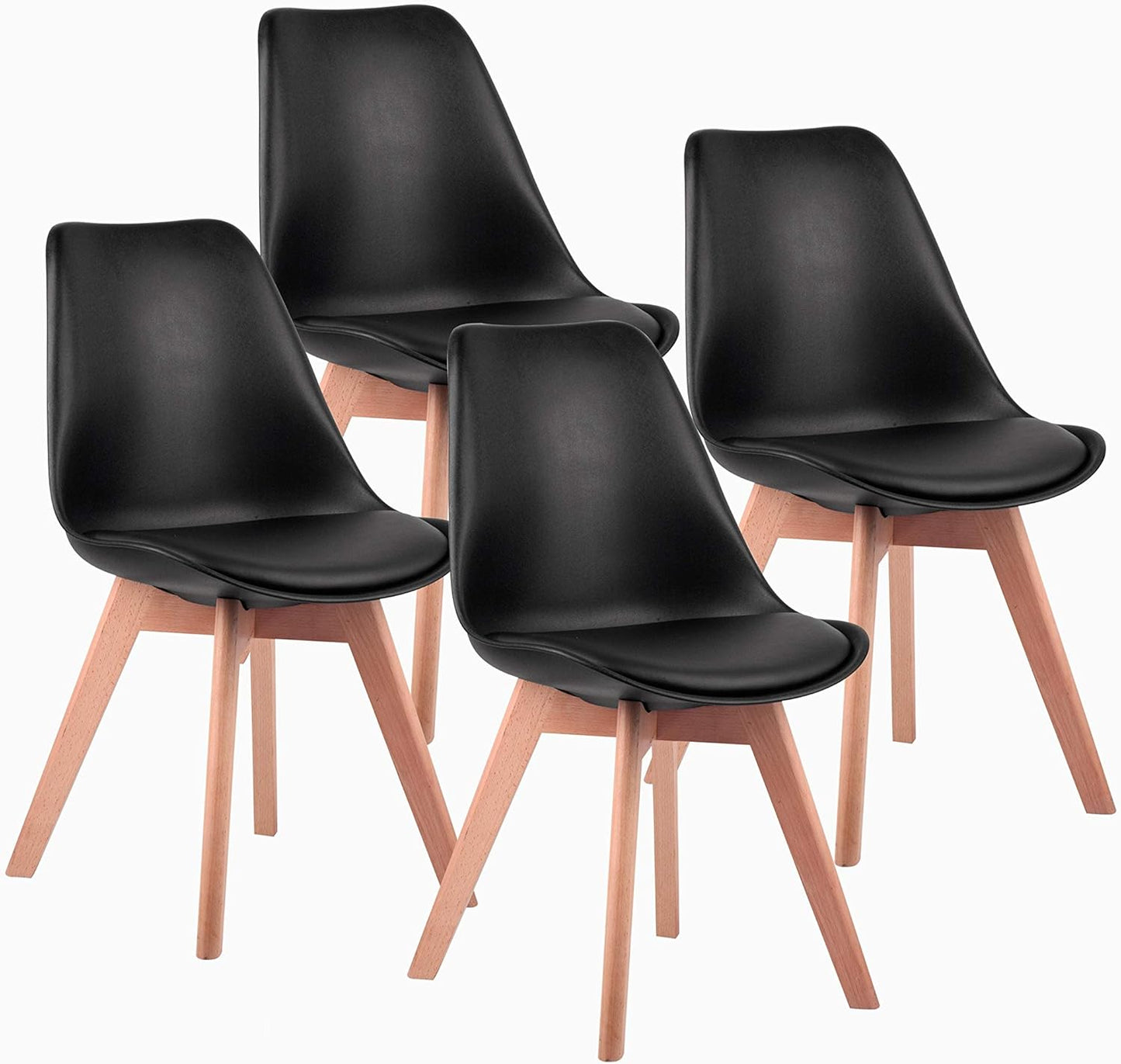 Padded Dining Chair - Set of 4, Black