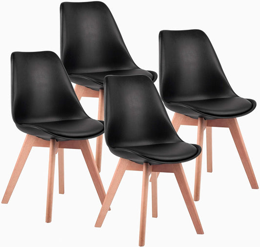 Padded Dining Chair - Set of 4, Black