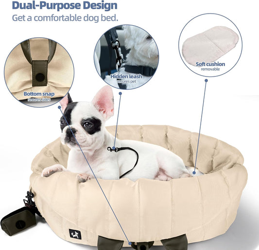 Medium Dog Carrier Purse - 24.4x12.6x13.4 inches, Cream Beige