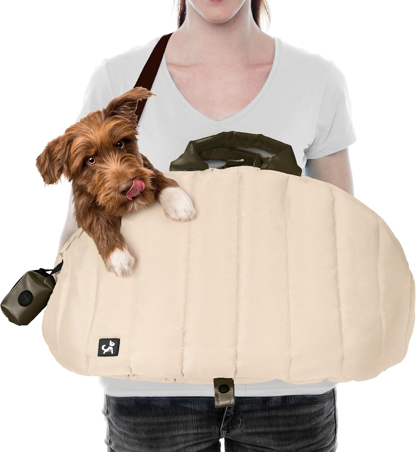 Medium Dog Carrier Purse - 24.4x12.6x13.4 inches, Cream Beige