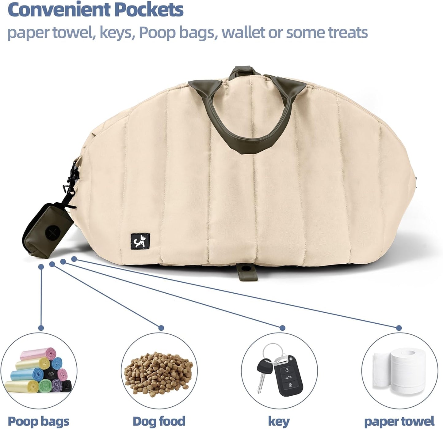 Medium Dog Carrier Purse - 24.4x12.6x13.4 inches, Cream Beige