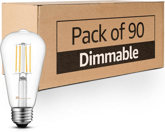 90 Pcs of ST19 LED Glass Bulbs - Dimmable, 5.5W