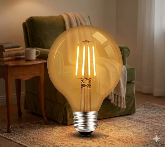 6 Pcs of G25 LED Glass Bulb - Dimmable, 5.5W